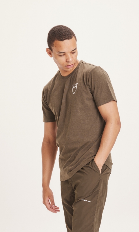 ALDER owl chest tee - green melange